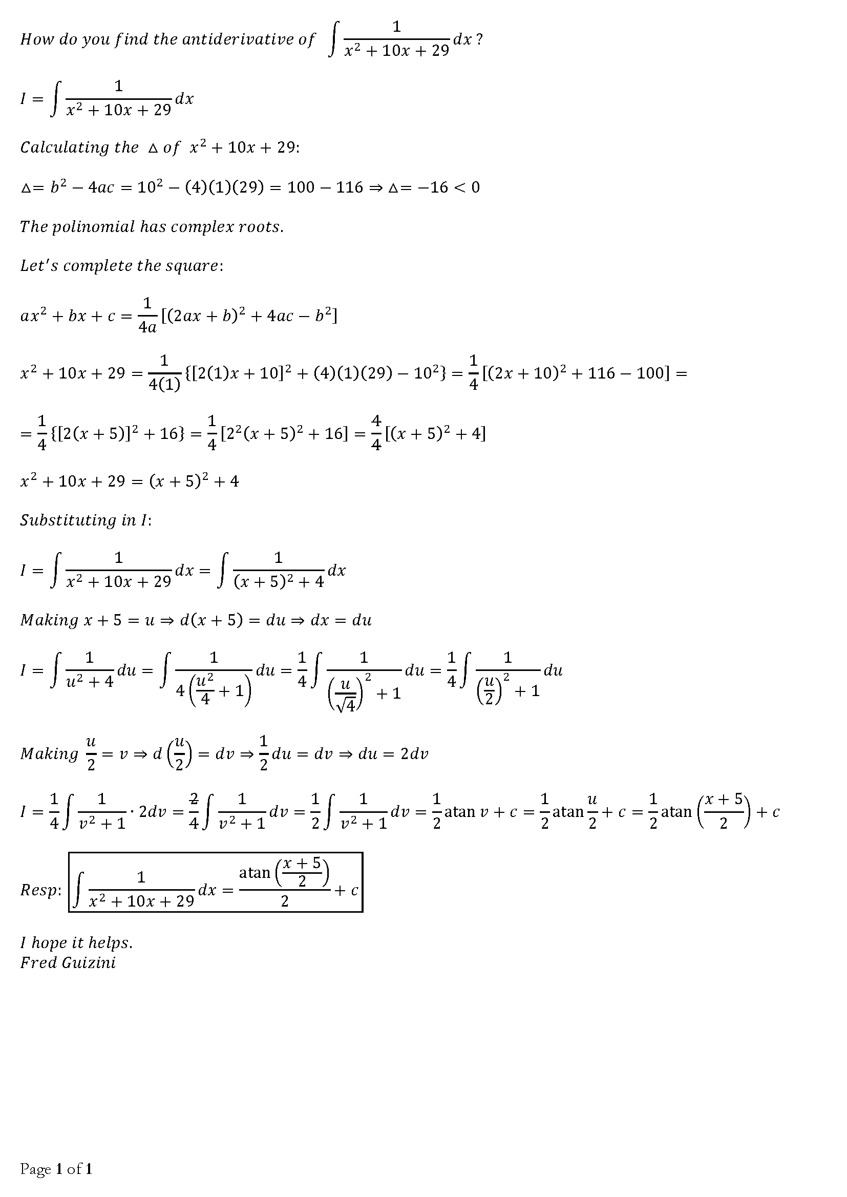 how-do-you-find-the-antiderivative-of-int-1-x-2-10x-29-dx-socratic